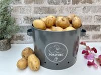 Grey Potato Storage Tin Metal Container Kitchen Pantry - Breatheable