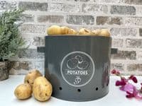 Grey Potato Storage Tin Metal Container Kitchen Pantry - Breatheable