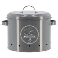 Grey Potato Storage Tin Metal Container Kitchen Pantry - Breatheable