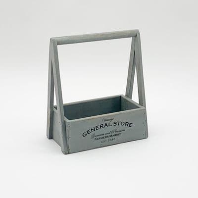 Grey Wooden Trug Storage Flower Box Oddments Holder Remote Control Oil Vinegar