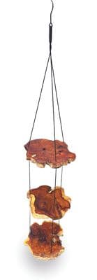 Hanging Shelving Shelf Three Tier Unit Teak Wooden Tree Root Retro Slices Design