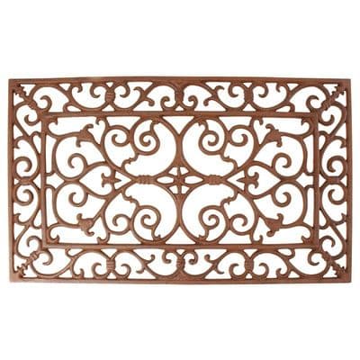 HEAVY 4.5kg 58cm Cast Iron Metal Filigree Door Mat Brown Doormat