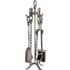 Heavy 5 Piece Pewter Companion Set Fireside Fire Tools Wrought Iron