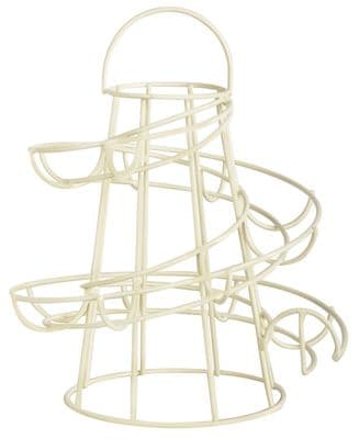 Helter Skelter Metal Egg Rack Stand Holder Cream