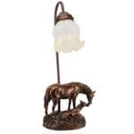 Horse & Foal Table Buffet Bedside Lamp Bronze Effect w White Shade