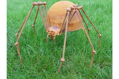 Huge 35cm Spider Garden Ornament Accessory Distressed Rusty Metal Iron