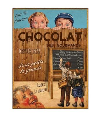 Huge 50cm French Chocolate Gourmand Metal Sign Plaque Wall Mounted Freestanding