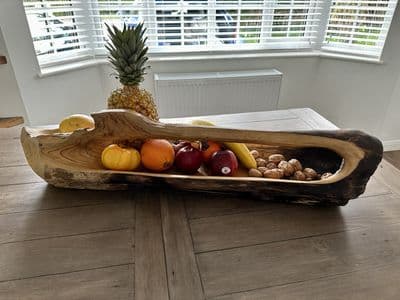 Huge 70-80cm Teak Wooden Bowl Trug - 6kg Fruit Flowers Holder Unique Gift