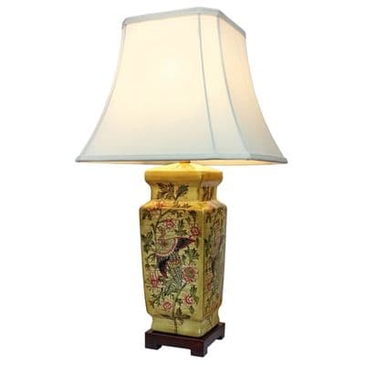 Huge 70cm Oriental Ceramic Porcelain Table Pillar Lamp Light Antique Gold Chines