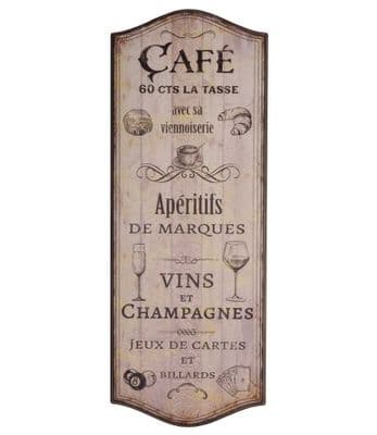 Huge 80cm Wooden Sign Plaque Wall Art Café Aperitifs Champagne & Wines