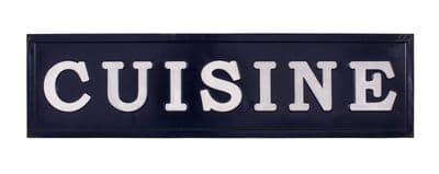 Huge 91cm Cuisine Kitchen Iron Sign - French Blue & White Metal Distressed Sign
