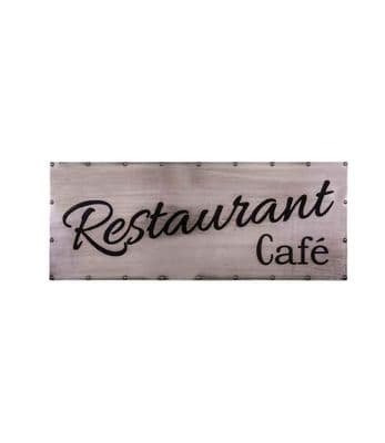 Huge 91cm Zinc & Wood Restaurant French Café Sign Plaque Wall Decor Coffee Shop