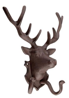 Huge Cast Iron Coat Hook Stag Head Hook Deer Antler Wall Mounted 27cm
