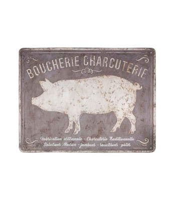 Huge Embossed 91cm Boucherie Charcuterie French Iron Metal Sign Plaque - 3.3kg