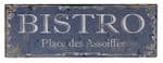 Huge Long Blue Shabby Vintage Chic French Bistro Restaurant Metal Sign Plaque