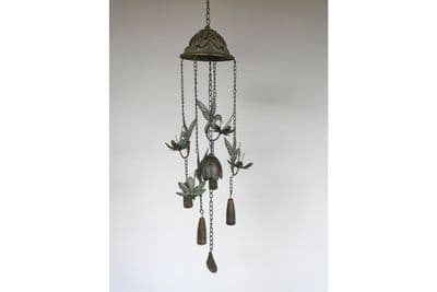 Hummingbird Design Garden Wind Chime Brown Bronzed Gift