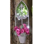 Iron Shabby Chic Style Grey Garden Mirror w Plant Pot Patio