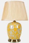 Large 51cm Imperial Yellow Floral Ceramic Oriental Lamp Light w Shade