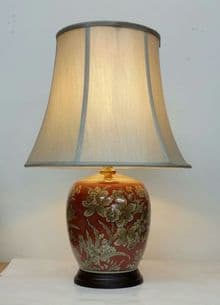 Large 55cm Chinese Style Rich Red Ceramic Table Buffet Lamp Light w Shade