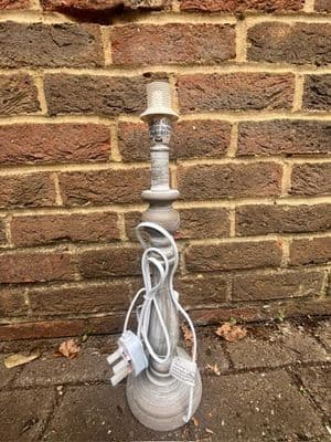 LARGE 55cm Taupe Grey Wooden Bedside Table Lamp Light SHABBY CHICC - BASE ONLY