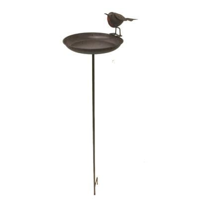 Metal Robin Redbreast Bird Bath Table Distressed Beautiful Garden Ornament Gift