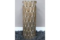 Metal Umbrella Walking Stick Stand Holder Gold Ribbed Link Distressed w Handles