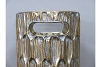 Metal Umbrella Walking Stick Stand Holder Gold Ribbed Link Distressed w Handles
