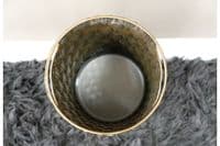 Metal Umbrella Walking Stick Stand Holder Gold Ribbed Link Distressed w Handles
