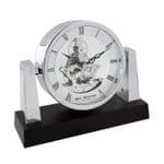Metal & Wood Pivoted Mantel Table Clock Skeleton Dial