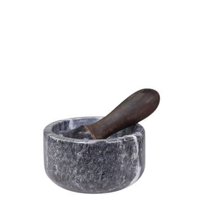 Mortar & Pestle in Marble - Dark Grey Black Utensil Ornament Gift
