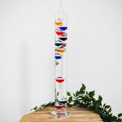 Multi Coloured 10 Bulb Galileo Thermometer 44cm Glass