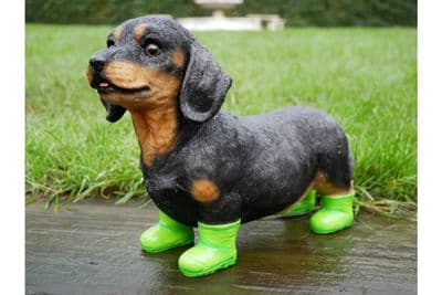 Novelty Fun Garden Ornament Gift - Sausage Dog in Boots