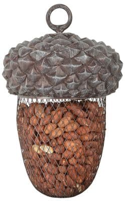 Original Outdoor Garden Hanging Acorn Shaped Metal Wild Bird Nuts Seeds Feeder