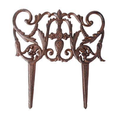 Ornate Cast Iron Brown Lawn Garden Edging Edge 31x30 cm