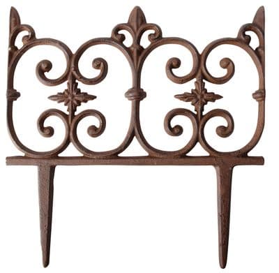 Ornate Fleur de Lys Cast Iron Garden Lawn Edging Edge 27.5 x 26 cm