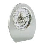 Oval Metal Mantel Table Clock Skeleton Dial Roman Numerals