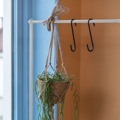 Over Table Hanging Rack Rail Pole White Steel Clamp W211.5cm