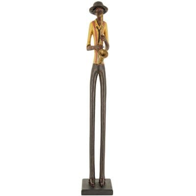 Resin Standing Jazz Band Saxophonist Brown Yellow Figurine Ornament 60cm