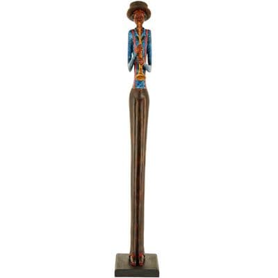 Resin Standing Jazz Band Trumpeter Blue Shirt Figurine Ornament 60cm