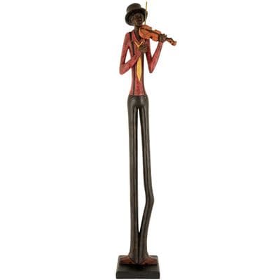 Resin Standing Jazz Band Violinist Brown Red Figurine Ornament 60cm