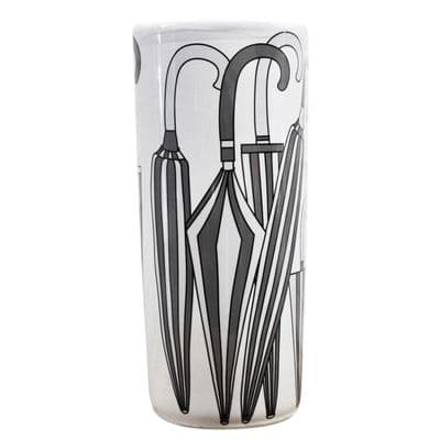 Retro 45cm Grey/Black White Ceramic Umbrella Stand Stick Holder