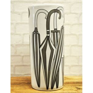 Retro 45cm Grey/Black White Ceramic Umbrella Stand Stick Holder