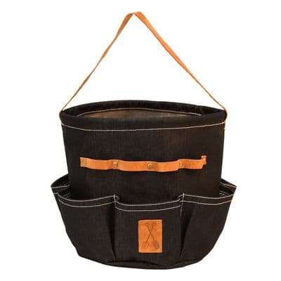 Round Denim and Faux Leather Garden Tool Bag