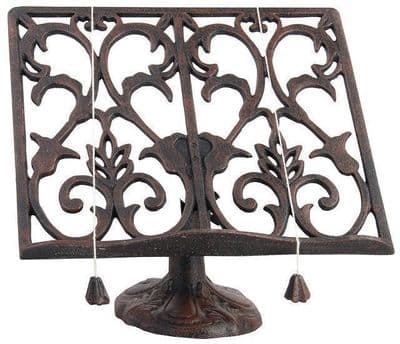Rustic Cast Iron Metal Kitchen Recipe Stand Cook Book Cookbook Holder