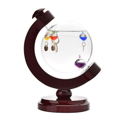 SAVE 40%!! Galileo Thermometer Globe Style - 16cm Multi Coloured 5 Bulb