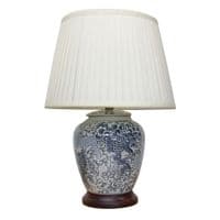 SAVE 40%! Oriental Foaming Waves and Fish Table Lamp w/ Ivory Pleated Shade 51cm
