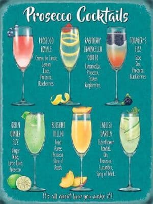 SAVE 50%!! 30 X 40CM A3 METAL WALL SIGN PLAQUE PROSECCO COCKTAIL PICTURE RETRO