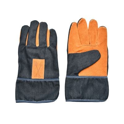 SAVE 50%!! Denim and Faux Leather Short Garden Gloves