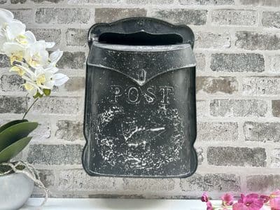SAVE 50%!! Distressed Black Metal Post Mail Box - Shabby Chic - Lockable