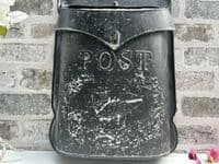 SAVE 50%!! Distressed Black Metal Post Mail Box - Shabby Chic - Lockable